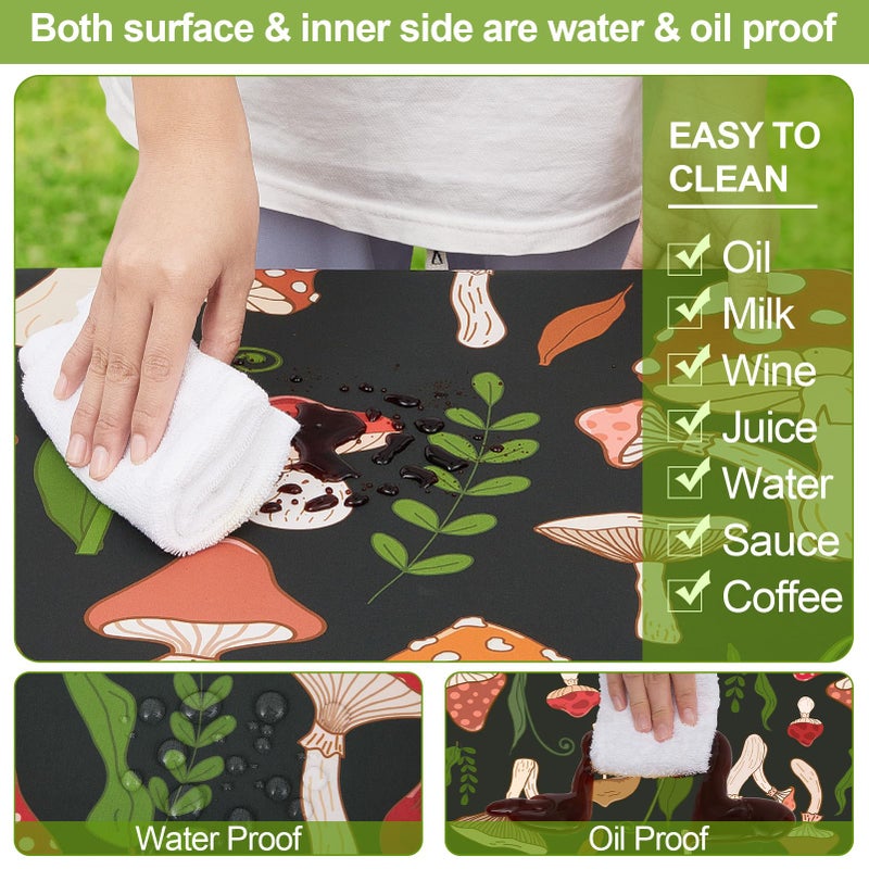 Play Tailor Picnic Table Cover with Bench Covers Camping Essentials Waterproof Windproof Camping Tablecloth with Drawstring Bag  Fitted Rectangle Tables and Seats  72in  Black Red - Image 3
